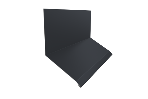 Планка примыкание верхнее к стене фальц 150х130х20 0,5 Satin Matt RAL 7024 мокрый асфальт (3м)